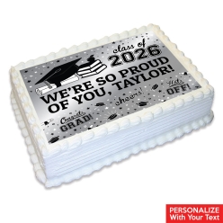 Silver Grad 2026 Personalized Edible Icing