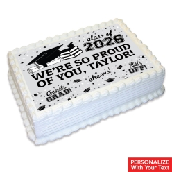 Graduation 2026 Black & White Photo Personalized Edible Icing