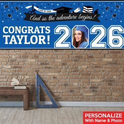 Graduation Blue PHOTO PERSONALIZED Giant Vinyl Keepsake Banner