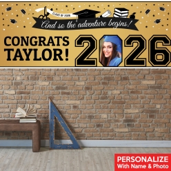 Graduation Gold PHOTO PERSONALIZED Giant Vinyl Keepsake Banner