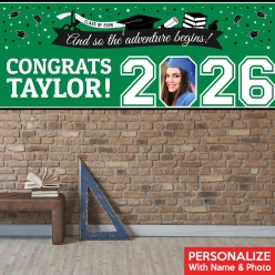 Graduation Green PHOTO PERSONALIZED Giant Vinyl Keepsake Banner