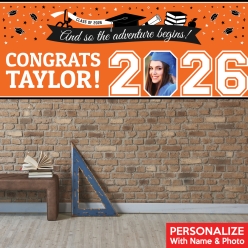 Graduation Orange PHOTO PERSONALIZED Giant Vinyl Keepsake Banner