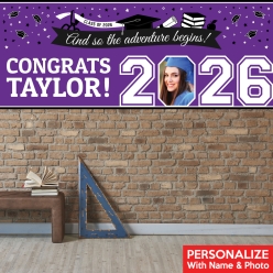 Graduation Purple PHOTO PERSONALIZED Giant Vinyl Keepsake Banner