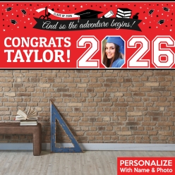 Graduation Red PHOTO PERSONALIZED Giant Vinyl Keepsake Banner