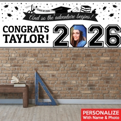 Graduation White PHOTO PERSONALIZED Giant Vinyl Keepsake Banner