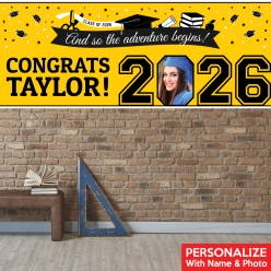 Graduation Yellow PHOTO PERSONALIZED Giant Vinyl Keepsake Banner