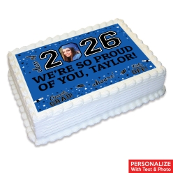 Graduation 2026 Blue Photo Personalized Edible Icing