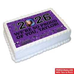 Graduation 2026 Purple Photo Personalized Edible Icing