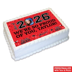 Graduation 2026 Red Photo Personalized Edible Icing