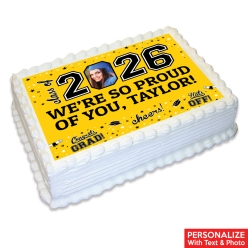 Graduation 2026 Yellow Photo Personalized Edible Icing