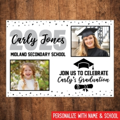 Grad 2025 Then & Now 5x7 PHOTO Cards White- 8 Pk