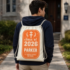 Religious Class of 2026 Custom Drawstring Backpack