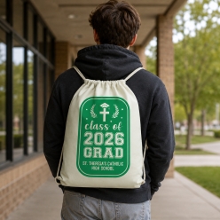Religious Grad 2026 Custom School Drawstring Backpack