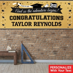 Graduation Gold PERSONALIZED Giant Vinyl Keepsake Banner