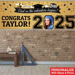 Graduation Gold PHOTO PERSONALIZED Giant Vinyl Keepsake Banner