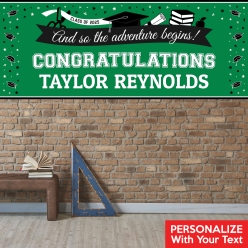 Graduation Green PERSONALIZED Giant Vinyl Keepsake Banner