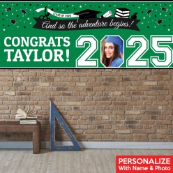 Graduation Green PHOTO PERSONALIZED Giant Vinyl Keepsake Banner