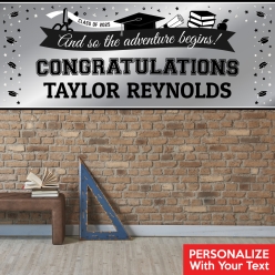 Graduation Silver PERSONALIZED Giant Vinyl Keepsake Banner