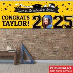 Graduation Yellow PHOTO PERSONALIZED Giant Vinyl Keepsake Banner