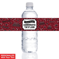 Grad Burgundy PERSONALIZED VINYL Bottle Labels - 10 PK