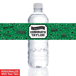 Grad Green PERSONALIZED VINYL Bottle Labels - 10 PK