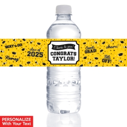 Grad Yellow PERSONALIZED VINYL Bottle Labels - 10 PK