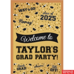 Graduation Gold PERSONALIZED Giant Vinyl Keepsake Door Sign