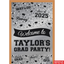 Graduation Silver PERSONALIZED Giant Vinyl Keepsake Door Sign