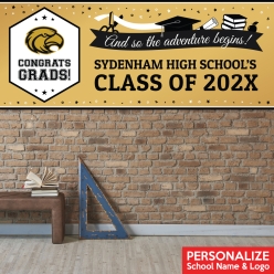 Graduation Gold Logo PERSONALIZED Giant Vinyl Keepsake Banner