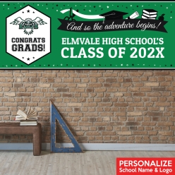 Graduation Green Logo PERSONALIZED Giant Vinyl Keepsake Banner