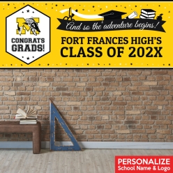 Graduation Yellow Logo PERSONALIZED Giant Vinyl Keepsake Banner