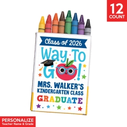 8 Colour Personalized Elementary Grad Fun Crayons -12pk