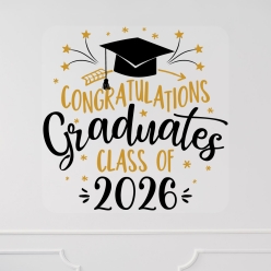 Congratulations Graduates 2026 Clear Vinyl Wall Decal