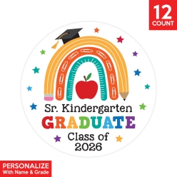 Grad Rainbow 2026 Personalized Favour Stickers 12pk