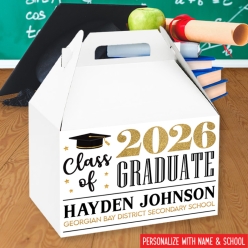 Black and Gold Grad 2026 Personalized Gable Box