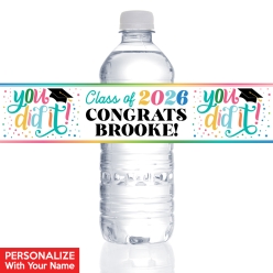 Girl Grad PERSONALIZED VINYL Bottle Labels - 10 PK