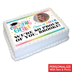 Grad Girl Photo Personalized Edible Icing