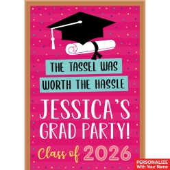 Girl Grad Pink PERSONALIZED Giant Vinyl Keepsake Door Sign