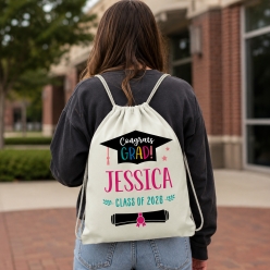 Girl Grad 2026 Personalized Drawstring Backpack
