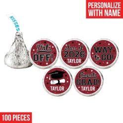 Grad Burgundy Custom Hershey Kisses Stickers 100PK