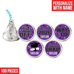 Grad Purple Custom Hershey Kisses Stickers 100PK