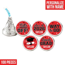 Grad Red Custom Hershey Kisses Stickers 100PK