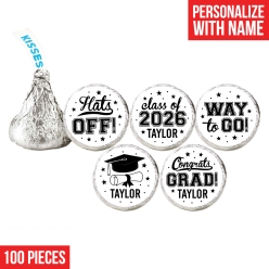 Grad White Custom Hershey Kisses Stickers 100PK