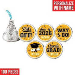 Grad Yellow Custom Hershey Kisses Stickers 100PK