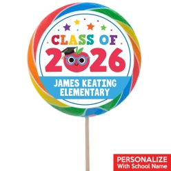 Elementary Grad 2026 Personalized School Name Lollipops 12 PK