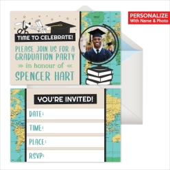 Adventure Grad PERSONALIZED Photo Invitations - 8 Pk