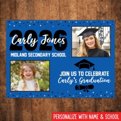 Grad 2026 Then & Now 5x7 PHOTO Cards Blue - 8 Pk