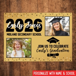 Grad 2026 Then & Now 5x7 PHOTO Cards Gold- 8 Pk