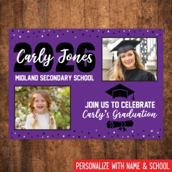 Grad 2026 Then & Now 5x7 PHOTO Cards Purple- 8 Pk