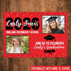 Grad 2026 Then & Now 5x7 PHOTO Cards Red- 8 Pk